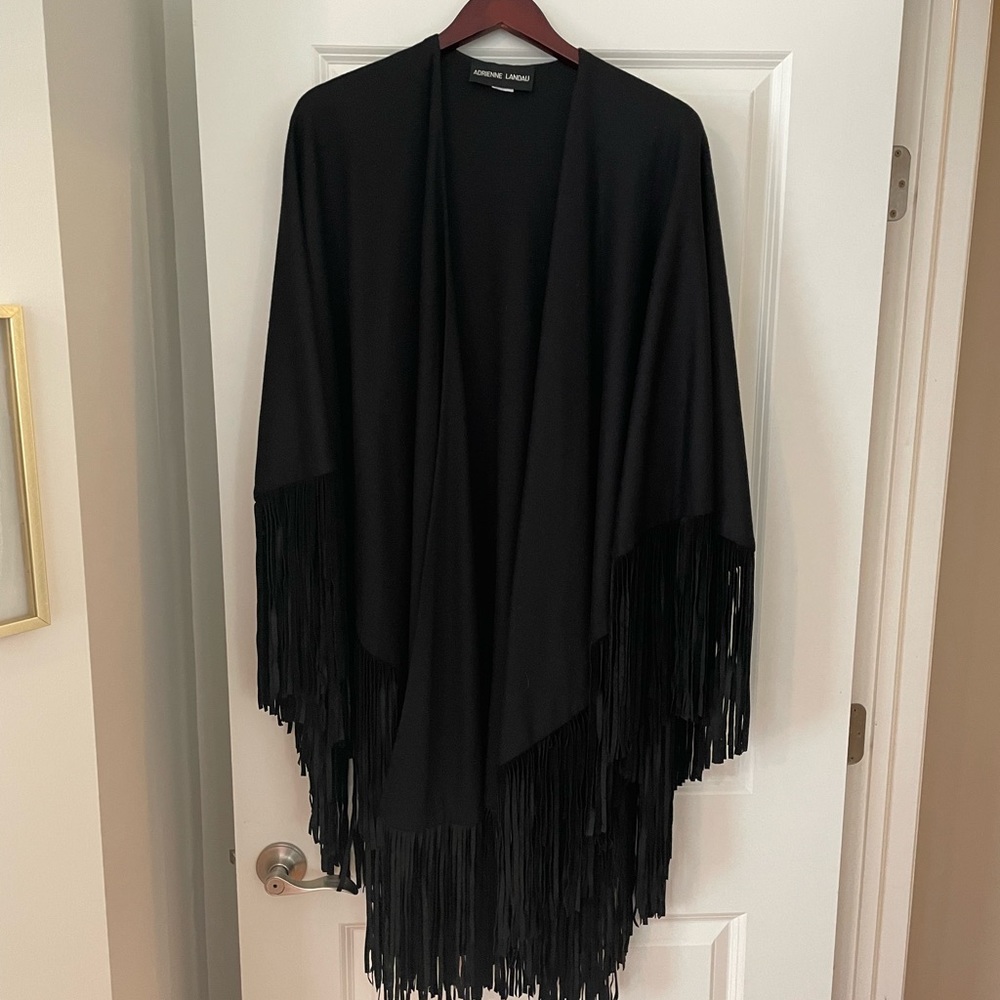 Adrienne Landau black wool wrap